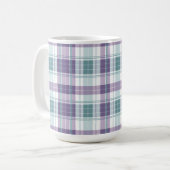 PURPLE & GREEN EASTER PLAID PATTERN コーヒーマグカップ (正面左)
