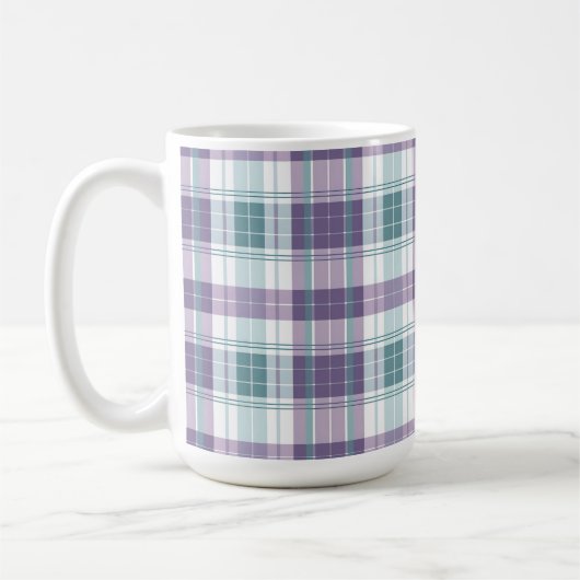 PURPLE & GREEN EASTER PLAID PATTERN コーヒーマグカップ (左)