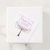Purple & Green Floral Bird Baby Shower Thank You フェイバータグ (インサイチュ)