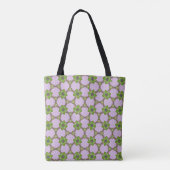 Purple & Green Floral Geometric Pattern Tote トートバッグ (裏面)