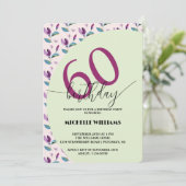 Purple Green Floral Watercolor Birthday 招待状 (スタンド正面)