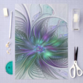 Purple Green Flower Modern Abstract Art Fractal 薄葉紙 (クラフト)