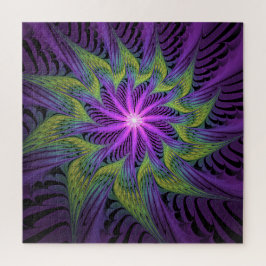 Purple Green Flower Modern Abstract Fractal Art ジグソーパズル