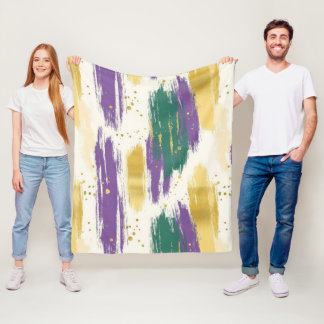 Purple Green Gold Carnival Mardi Gras フリースブランケット