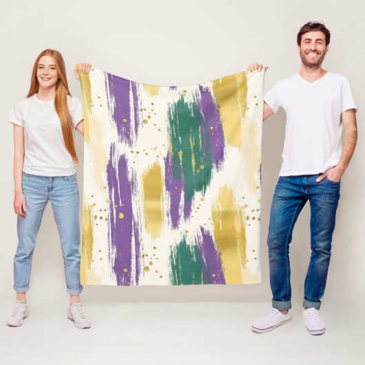 Purple Green Gold Carnival Mardi Gras フリースブランケット (インサイチュ)