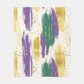 Purple Green Gold Carnival Mardi Gras フリースブランケット (正面)