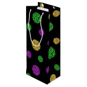 PURPLE GREEN GOLD GLITTER LOOK MARDI GRAS ワインギフトバッグ (裏面アングル)