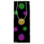 PURPLE GREEN GOLD GLITTER LOOK MARDI GRAS ワインギフトバッグ (裏面)