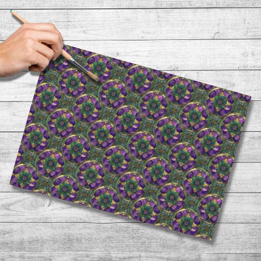 Purple, Green, Gold Stained Glass Tissue Paper 薄葉紙