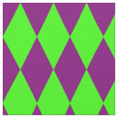 Purple Green Harlequin Checkered Design  ファブリック (クローズアップ)