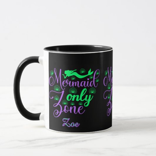 Purple Green Mermaid Script Zone Script マグカップ (左)