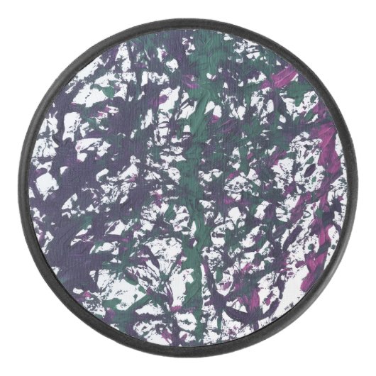 Purple, Green, Pink, Marble Artwork アイスホッケーパック (正面)