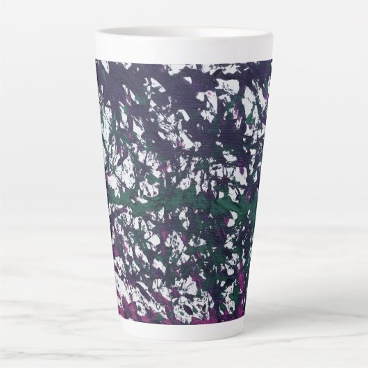 Purple, Green, Pink, Marble Artwork カフェラテマグ (正面)