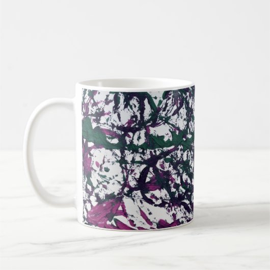 Purple, Green, Pink, Marble Artwork コーヒーマグカップ (左)