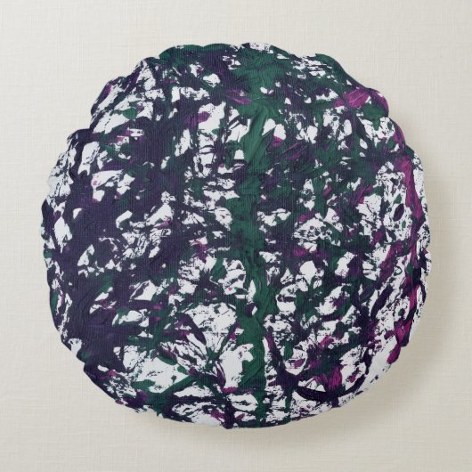 Purple, Green, Pink, Marble artwork ラウンドクッション (正面)