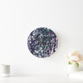 Purple, Green, Pink, Marble artwork ラウンド壁時計 (ホーム)