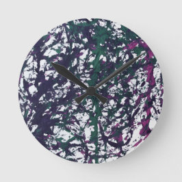 Purple, Green, Pink, Marble artwork ラウンド壁時計