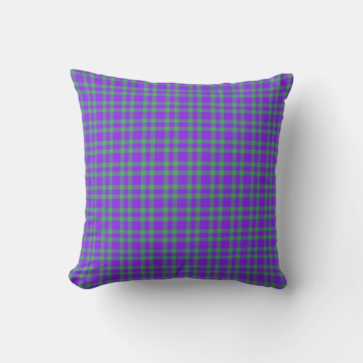 Purple Green Plaid Pattern クッション (正面)