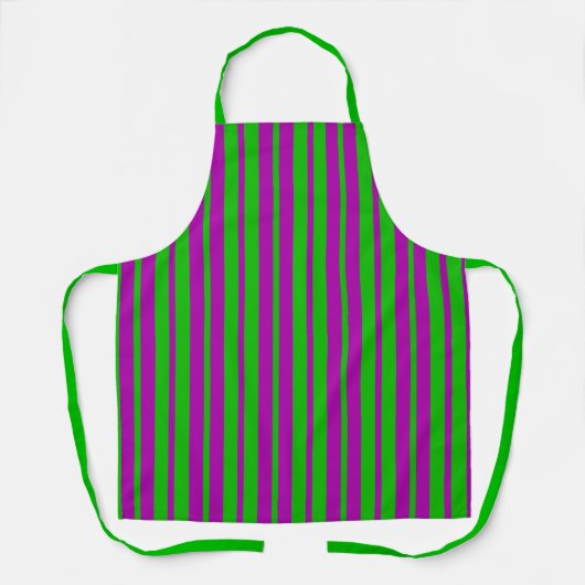 Purple Green Stylish Stripes Pattern Design  エプロン (正面)
