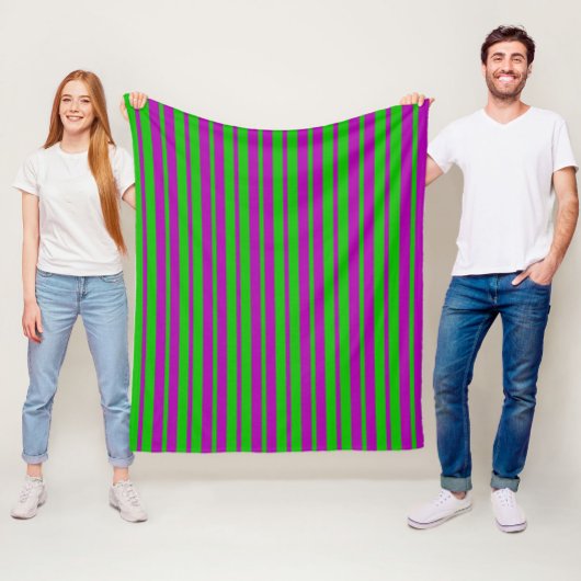 Purple Green Stylish Stripes Pattern Design  フリースブランケット