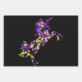 Purple Green Unicorn Splattered Paint ラッピングペーパーシート (正面2)
