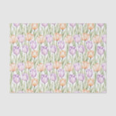 Purple Green Watercolor Floral Tulip Pattern  薄葉紙 (正面)