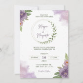 Purple & Green Watercolor Wedding Invitation 招待状 (正面)