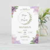 Purple & Green Watercolor Wedding Invitation 招待状 (スタンド正面)