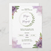 Purple & Green Watercolor Wedding Invitation 招待状 (正面/裏面)