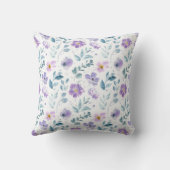 Purple Green Watercolor Wildflower クッション (裏面)