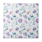 Purple Green Watercolor Wildflower タイル (正面)