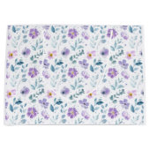 Purple Green Watercolor Wildflower ラージペーパーバッグ (正面)