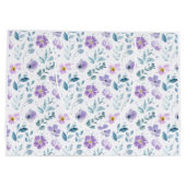 Purple Green Watercolor Wildflower ラージペーパーバッグ (裏面)