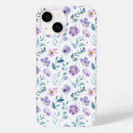 Purple Green Watercolor Wildflower Case-Mate iPhone 14ケース