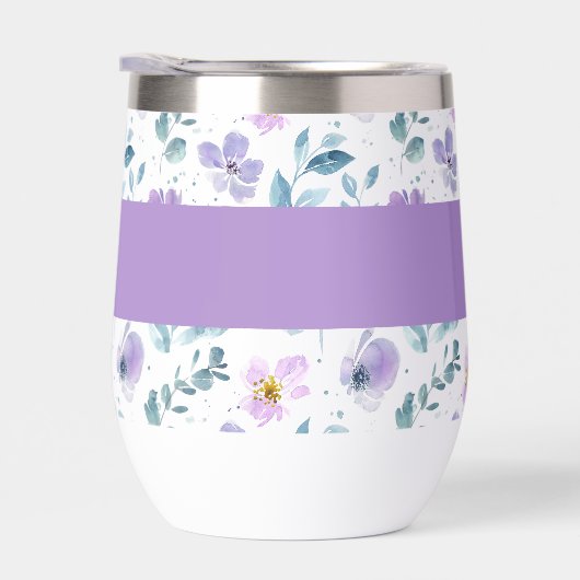 Purple Green Watercolor Wildflower Monogram Name (右面)