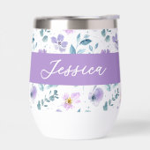 Purple Green Watercolor Wildflower Monogram Name (左面)