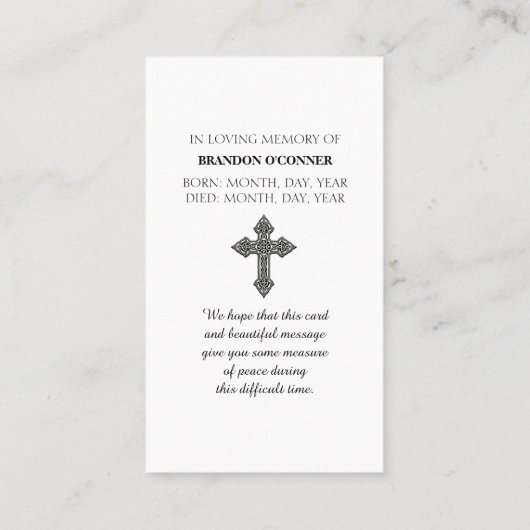 Purple Green Yellow Blue Sympathy Card 名刺 (裏面)