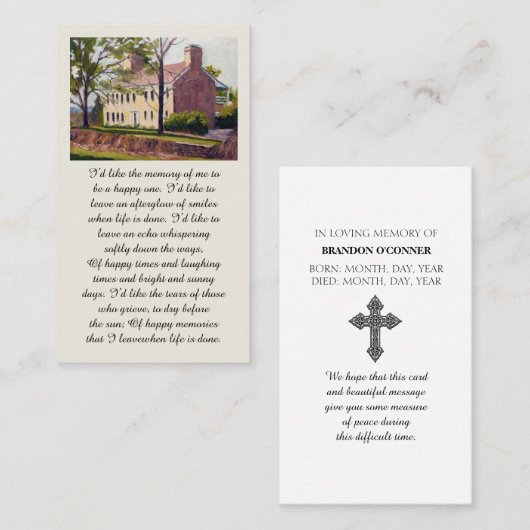 Purple Green Yellow Blue Sympathy Card 名刺 (正面/裏面)