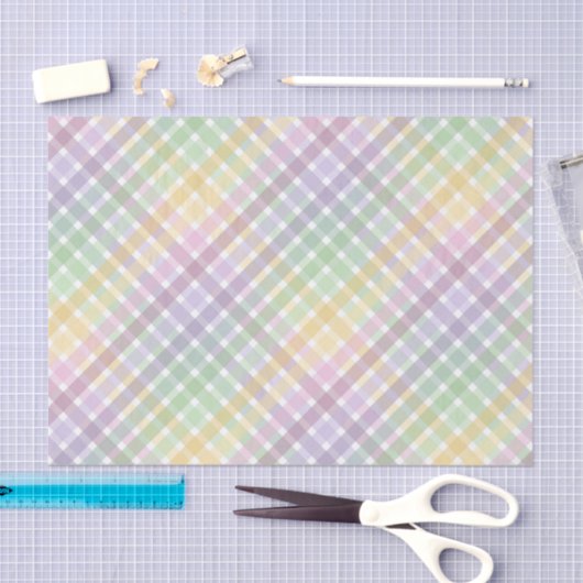 PURPLE GREEN YELLOW EASTER PLAID PATTERN 薄葉紙 (クラフト)