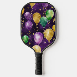 PURPLE GREEN YELLOW MARDI GRAS BALLOONS ピックルボールラケット