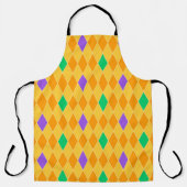 PURPLE GREEN YELLOW MARDI GRAS DIAMOND PATTERN エプロン (正面)