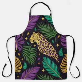 PURPLE GREEN YELLOW MARDI GRAS FEATHERS エプロン