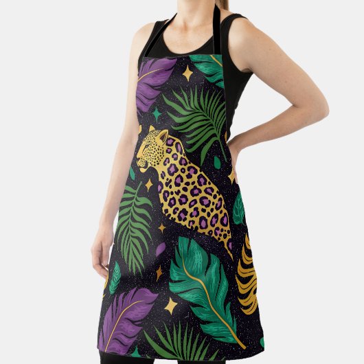 PURPLE GREEN YELLOW MARDI GRAS FEATHERS エプロン (インサイチュ)