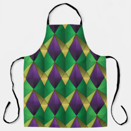 PURPLE GREEN YELLOW MARDI GRAS GEOMETRIC PATTERN エプロン