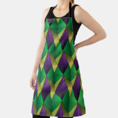PURPLE GREEN YELLOW MARDI GRAS GEOMETRIC PATTERN エプロン (インサイチュ)