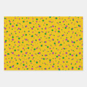 PURPLE GREEN YELLOW MARDI GRAS PATTERNS ラッピングペーパーシート (正面3)