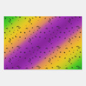 PURPLE GREEN YELLOW MARDI GRAS PATTERNS ラッピングペーパーシート (正面)