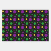 PURPLE GREEN YELLOW MARDI GRAS PATTERNS ラッピングペーパーシート (正面3)