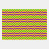 PURPLE GREEN YELLOW MARDI GRAS PATTERNS ラッピングペーパーシート (正面3)