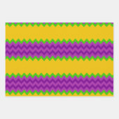 PURPLE GREEN YELLOW MARDI GRAS PATTERNS ラッピングペーパーシート (正面2)